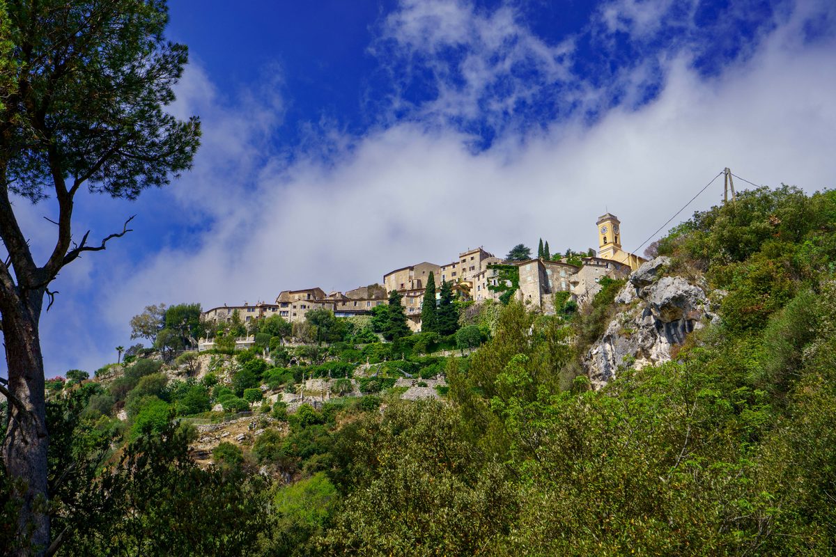 Eze's hilltop village seen from the trail below