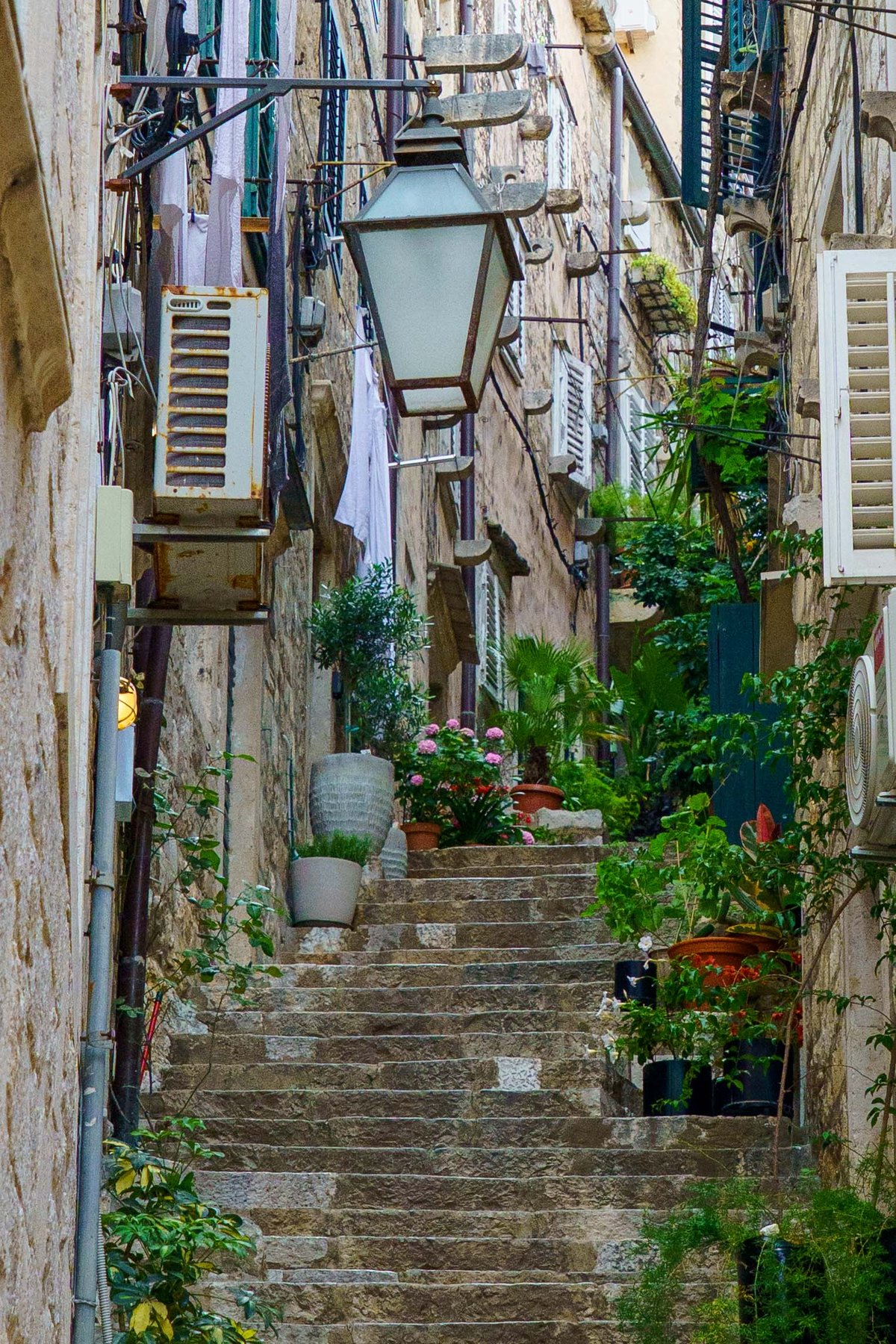 A quiet backstreet stairway in Dubrovnik's old town