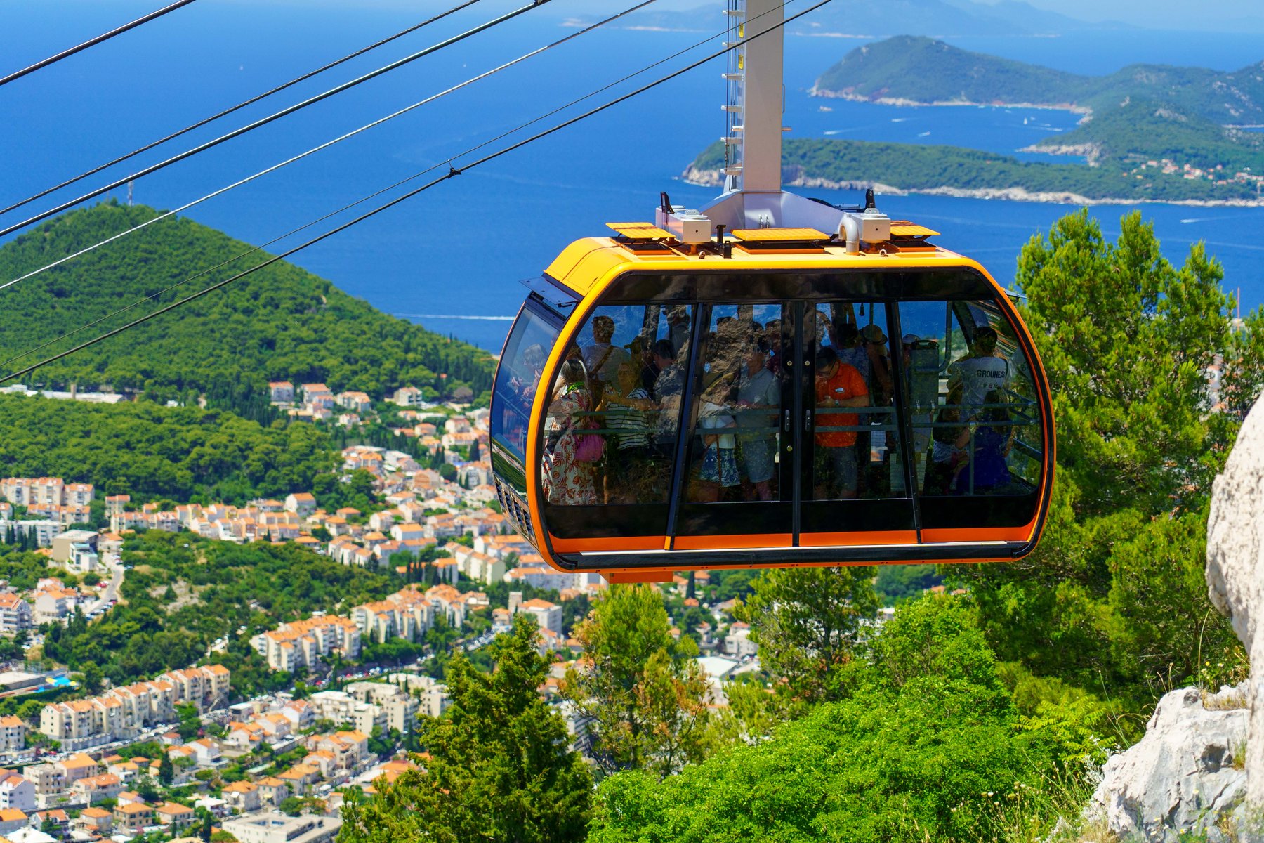 The cable car climbing Mount Srđ above Dubrovnik
