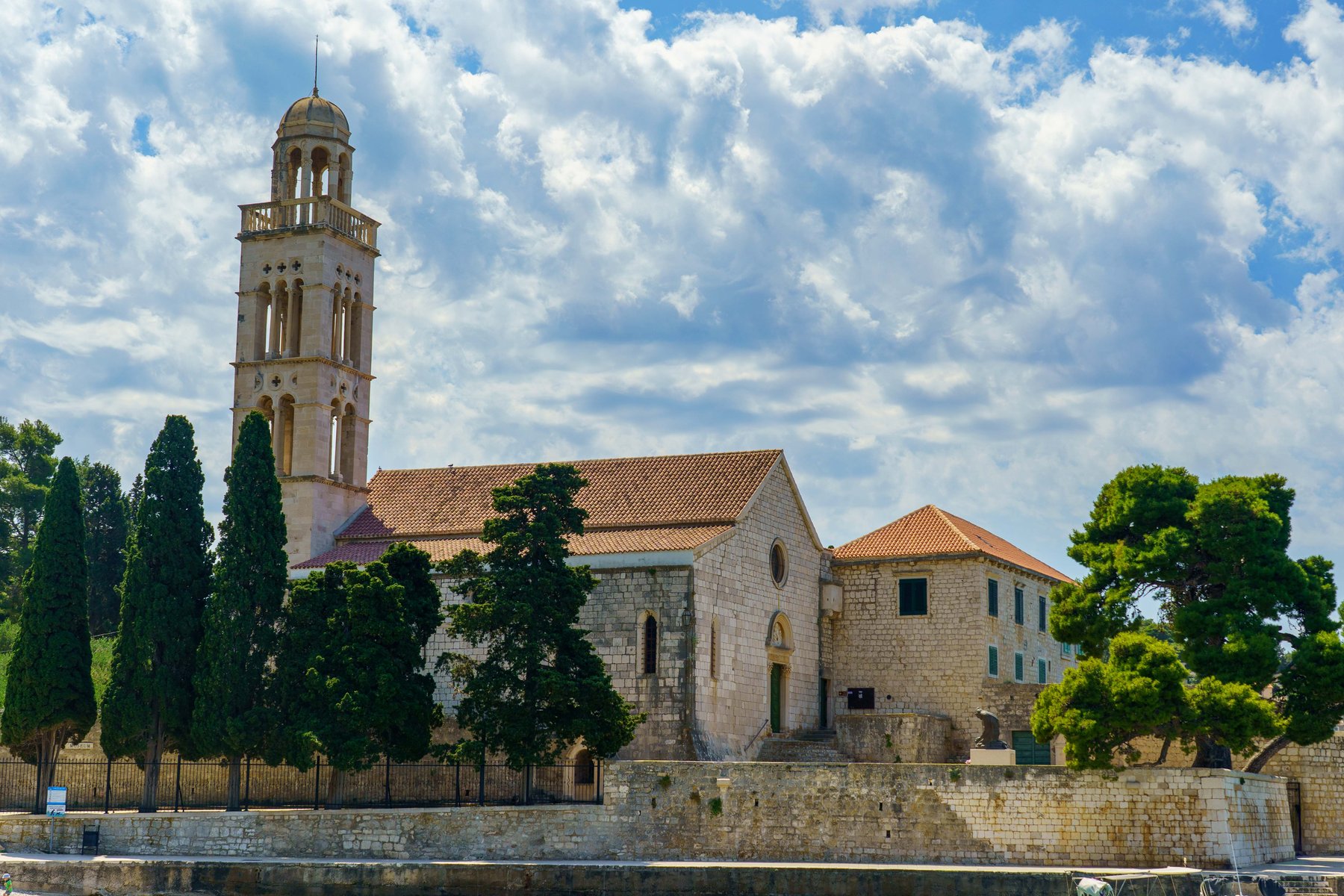 The Franciscan Monastery church and bell tower in Hvar