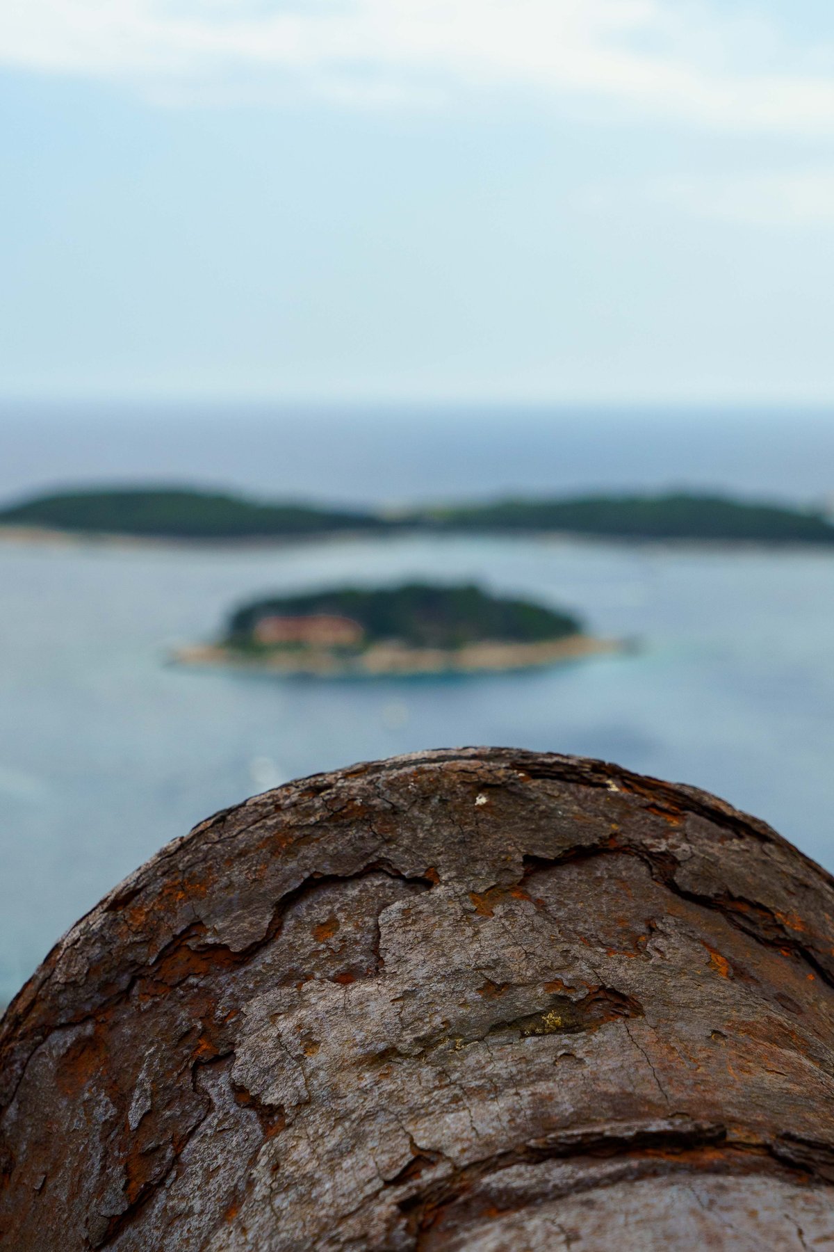 A cannon at Fortica fortress overlooking the Pakleni Islands