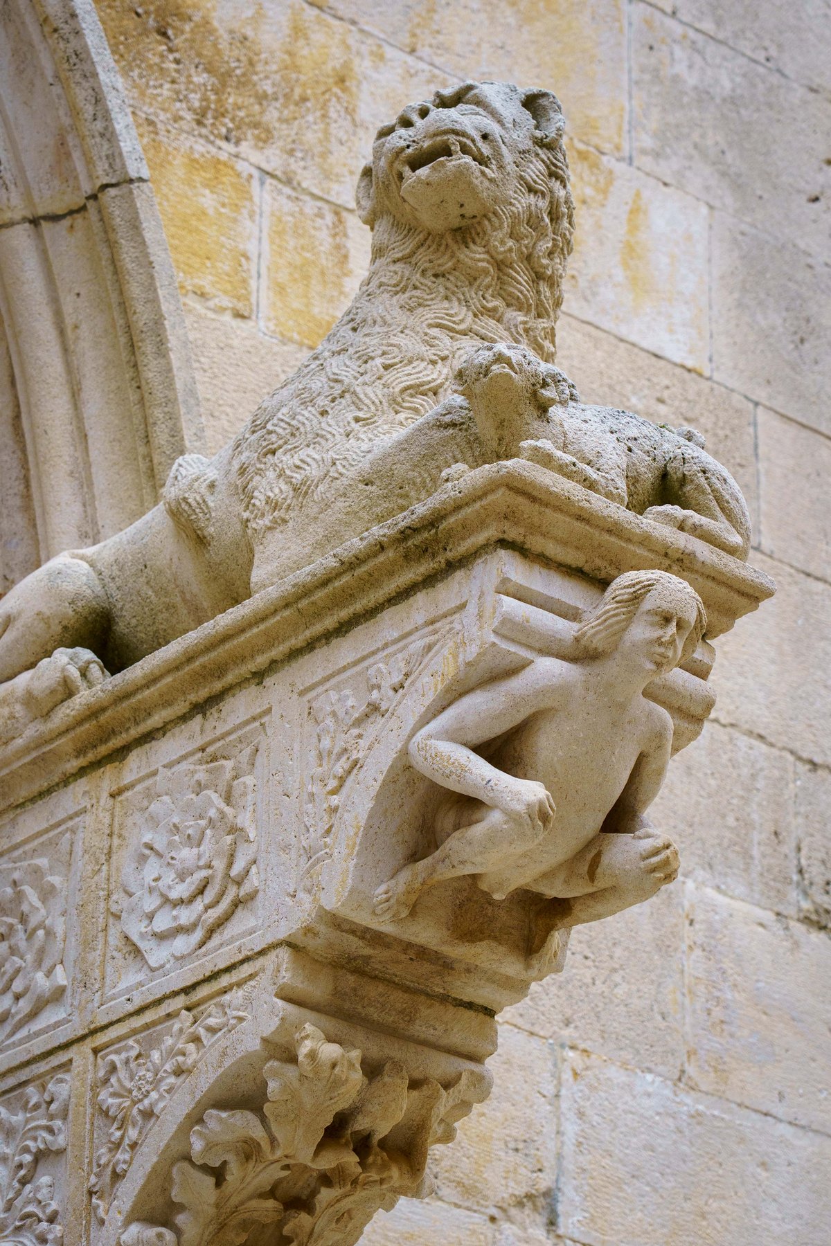 Stone carving detail near the Marco Polo House in Korčula