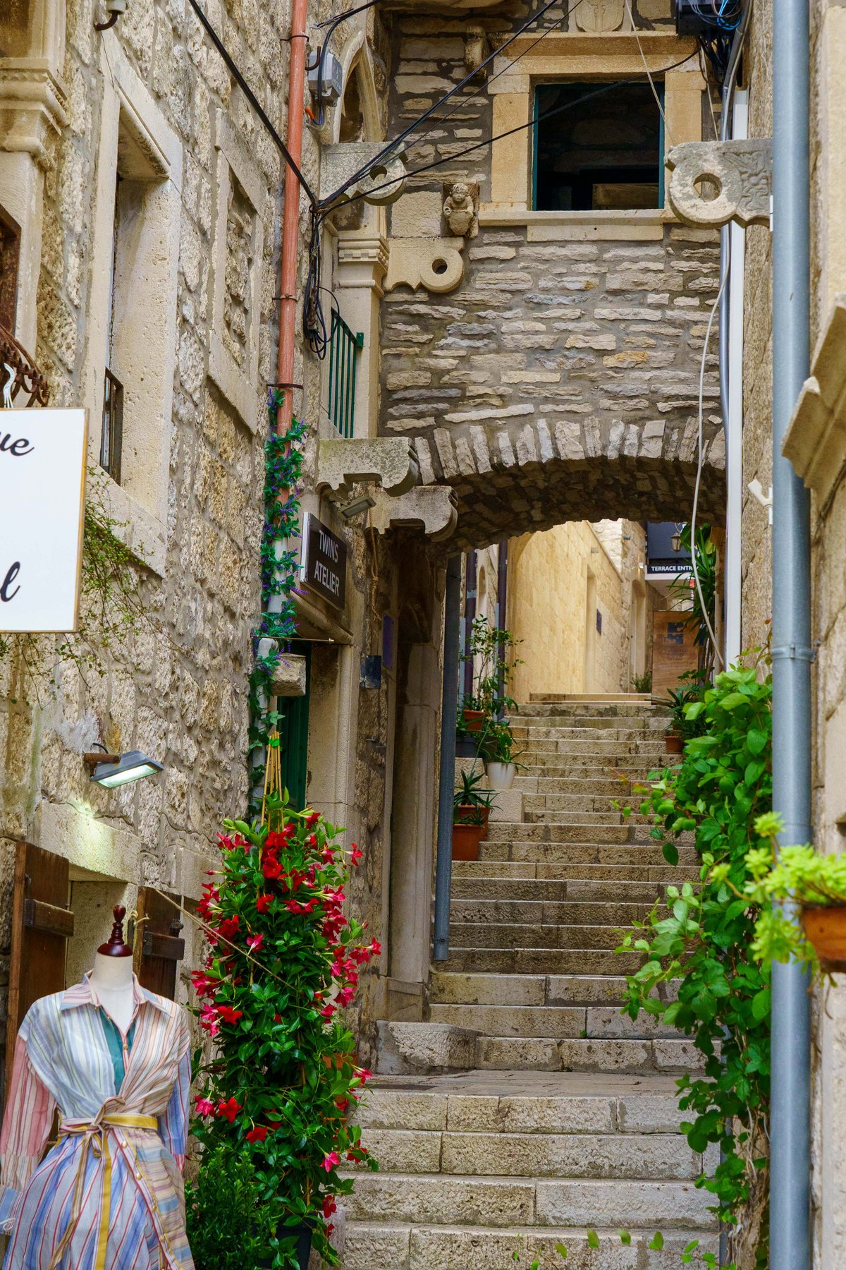 A stone stairway in Korčula's old town