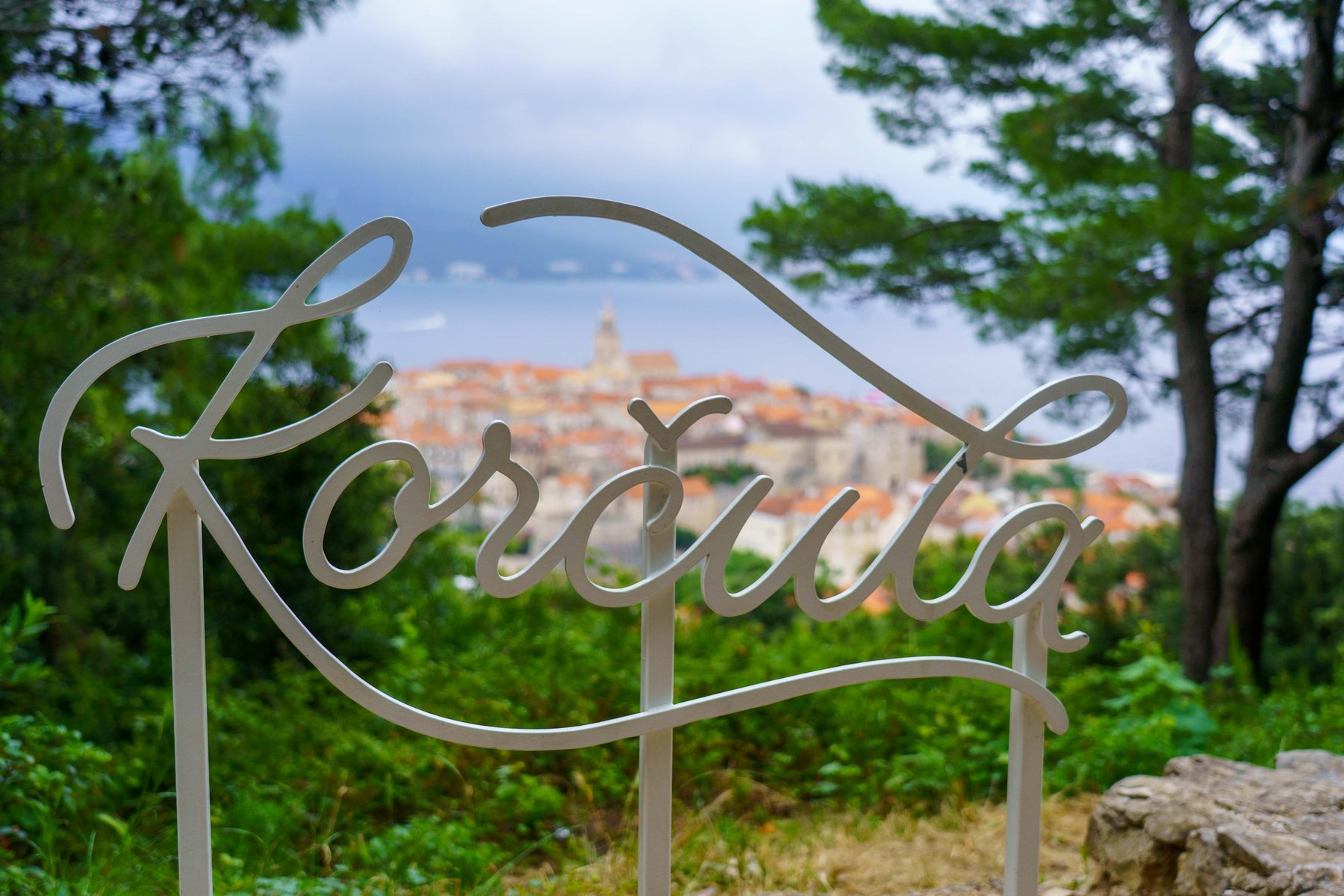 View over Korčula from a hilltop