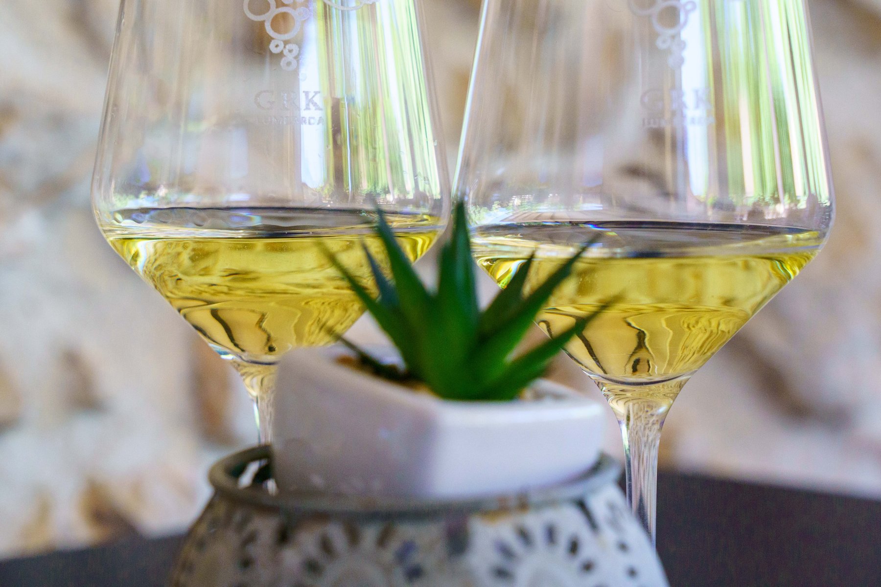A glass of Grk wine at Bire Winery
