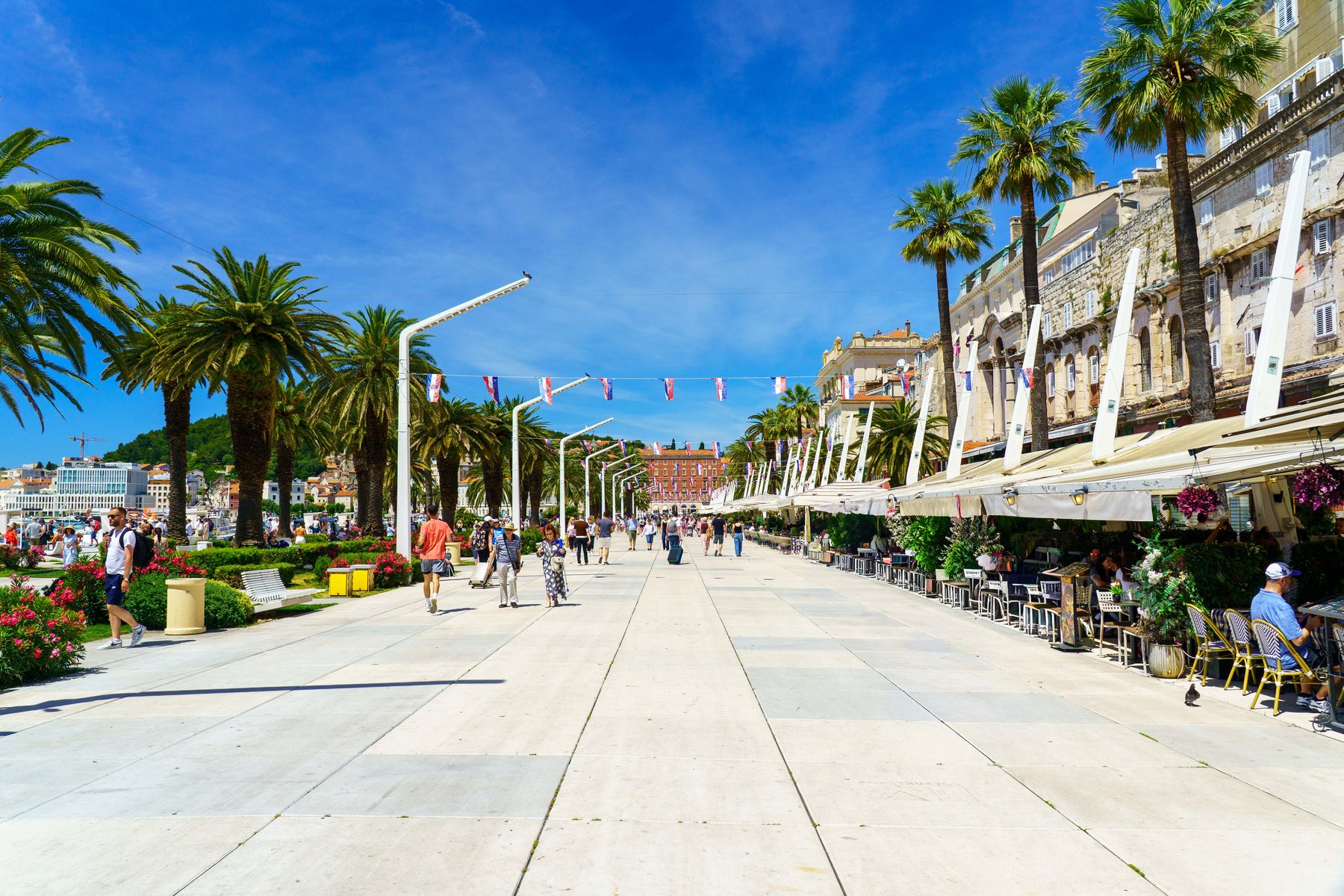 The palm-lined Riva promenade in Split
