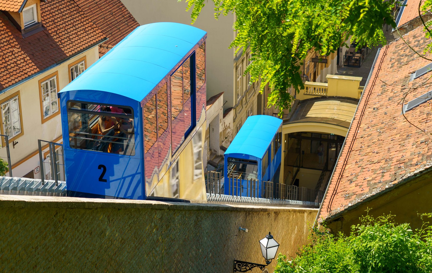 Zagreb funicular above the rooftops