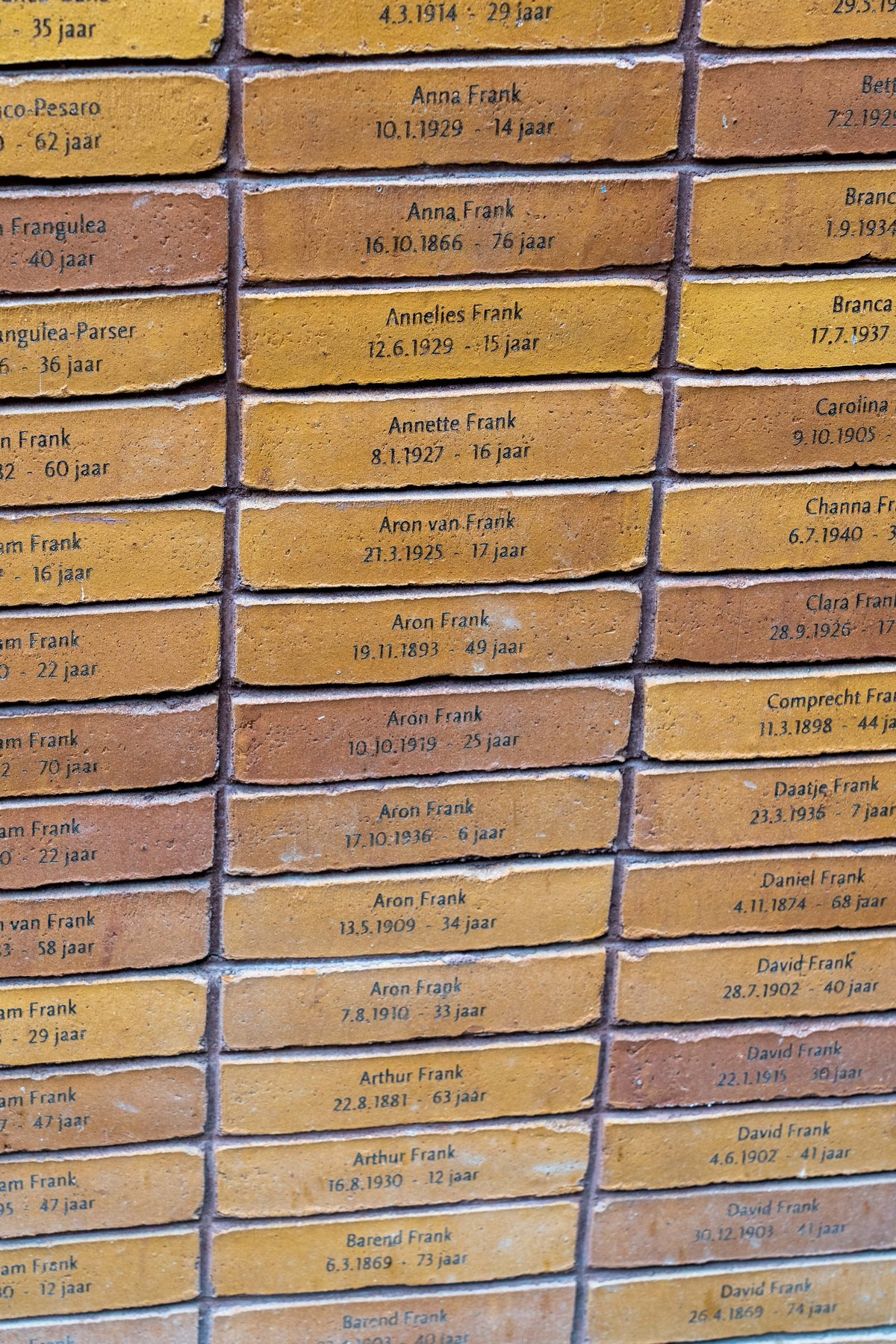 A brick engraved with Anne Frank's name among thousands at the National Holocaust Names Memorial