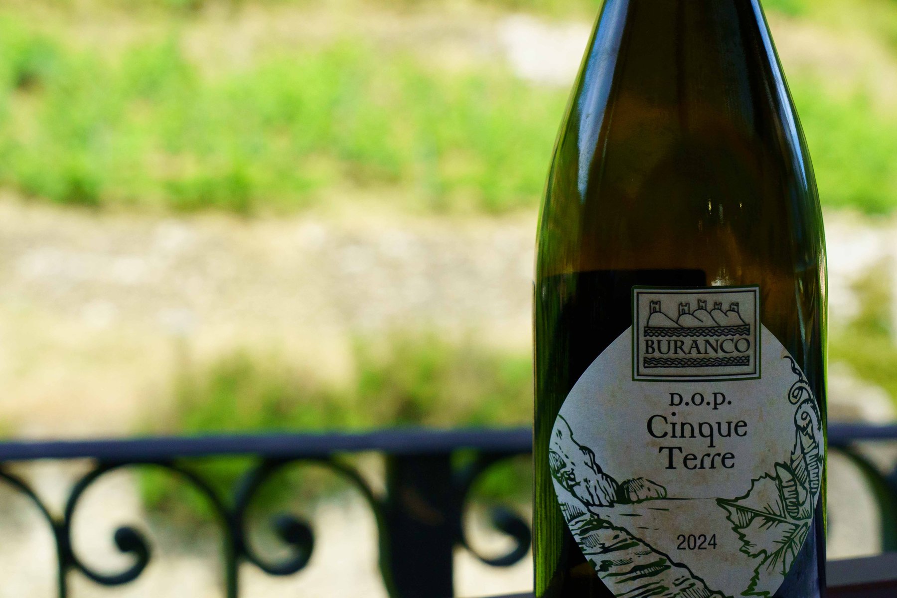 A bottle of Buranco DOP wine from Manarola