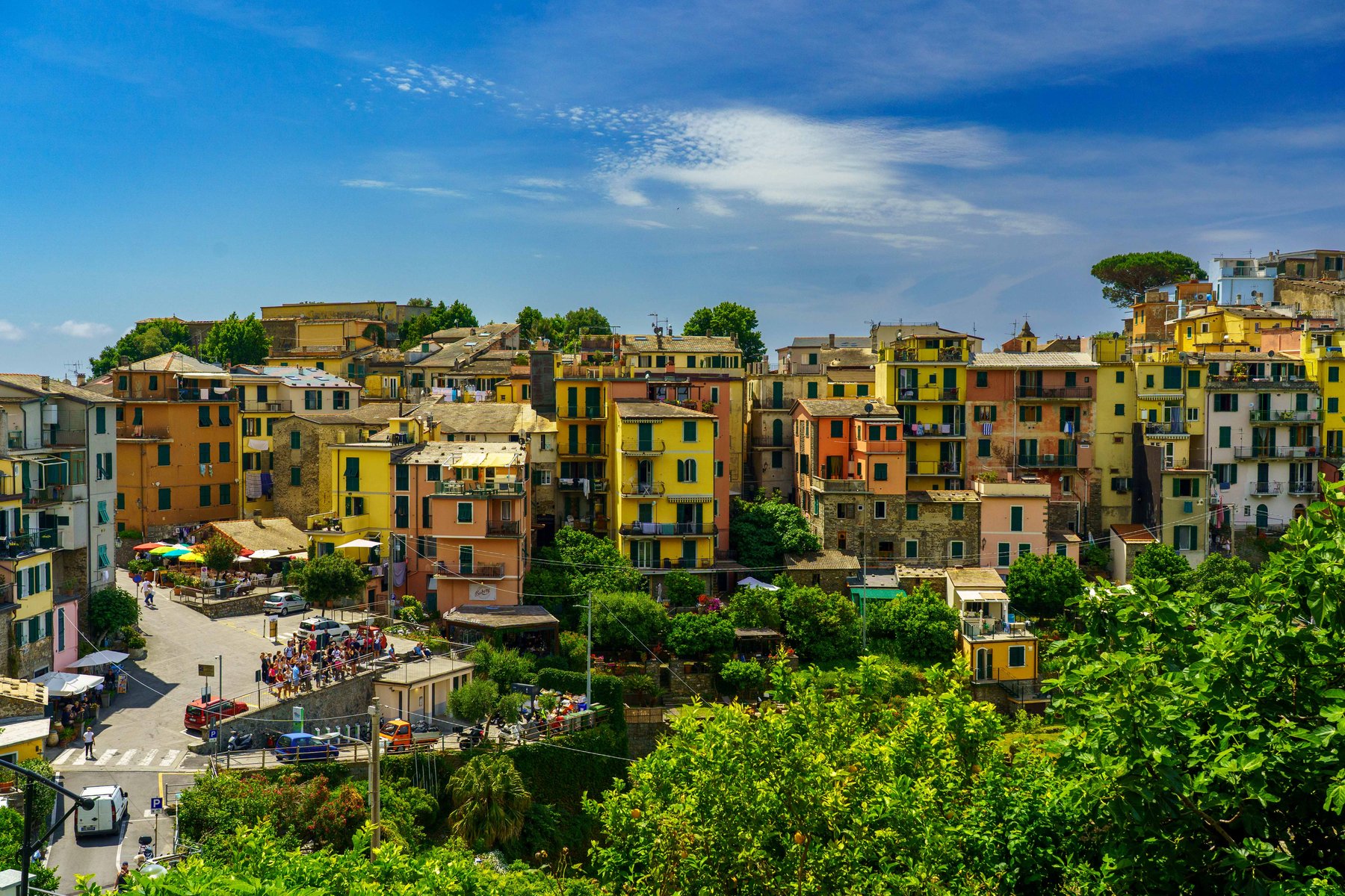 A view over the village square in Corniglia
