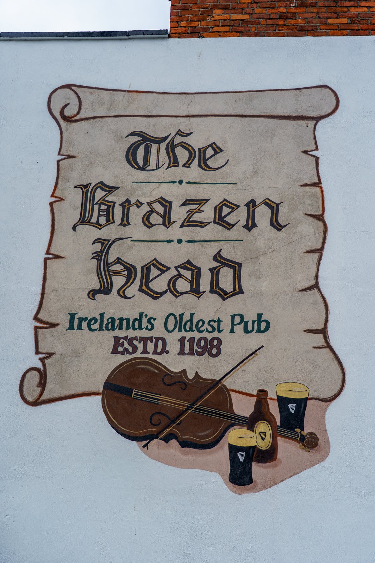 A mural for the Brazen Head, Ireland's oldest pub, in Dublin