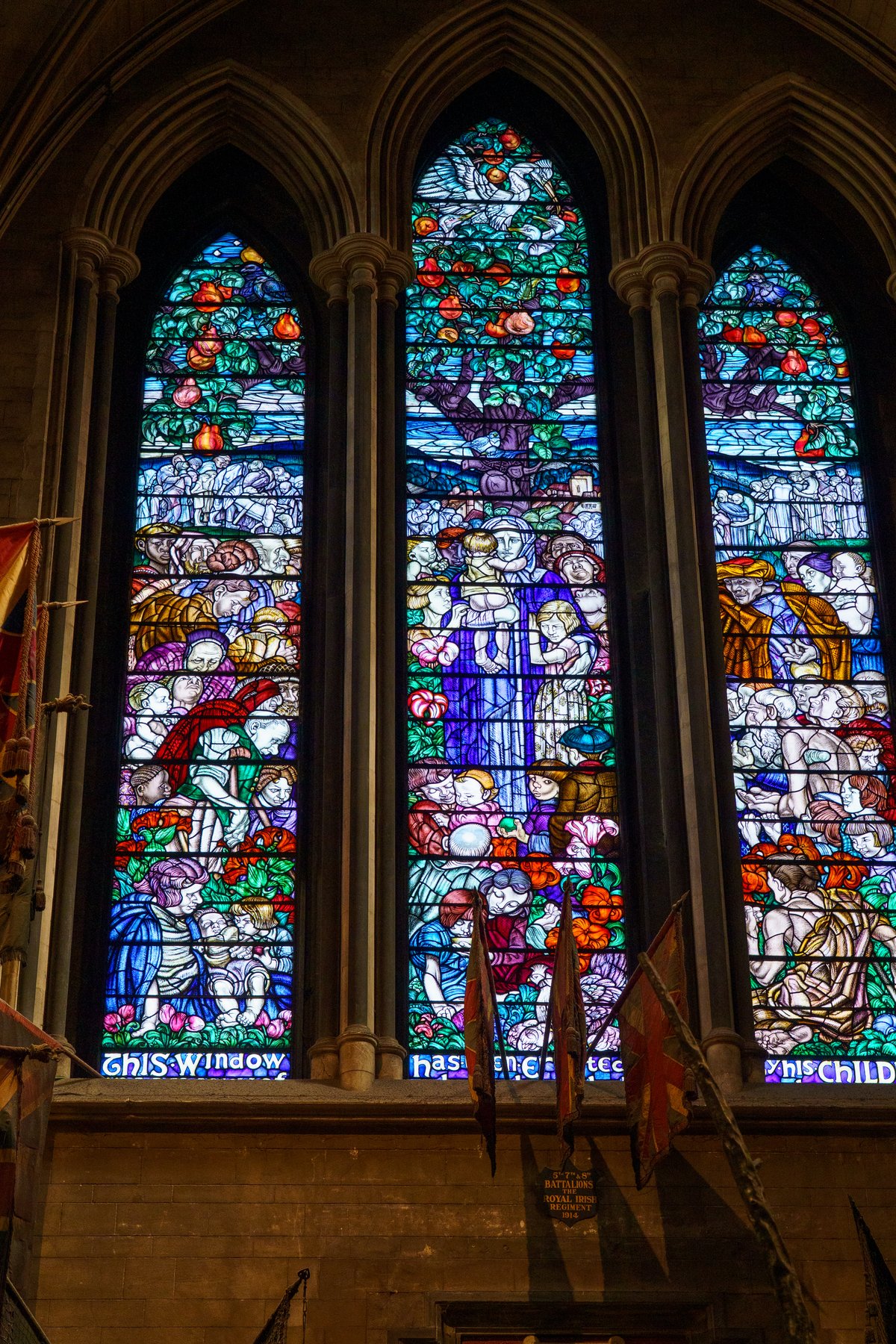 Stained glass windows inside St. Patrick's Cathedral in Dublin