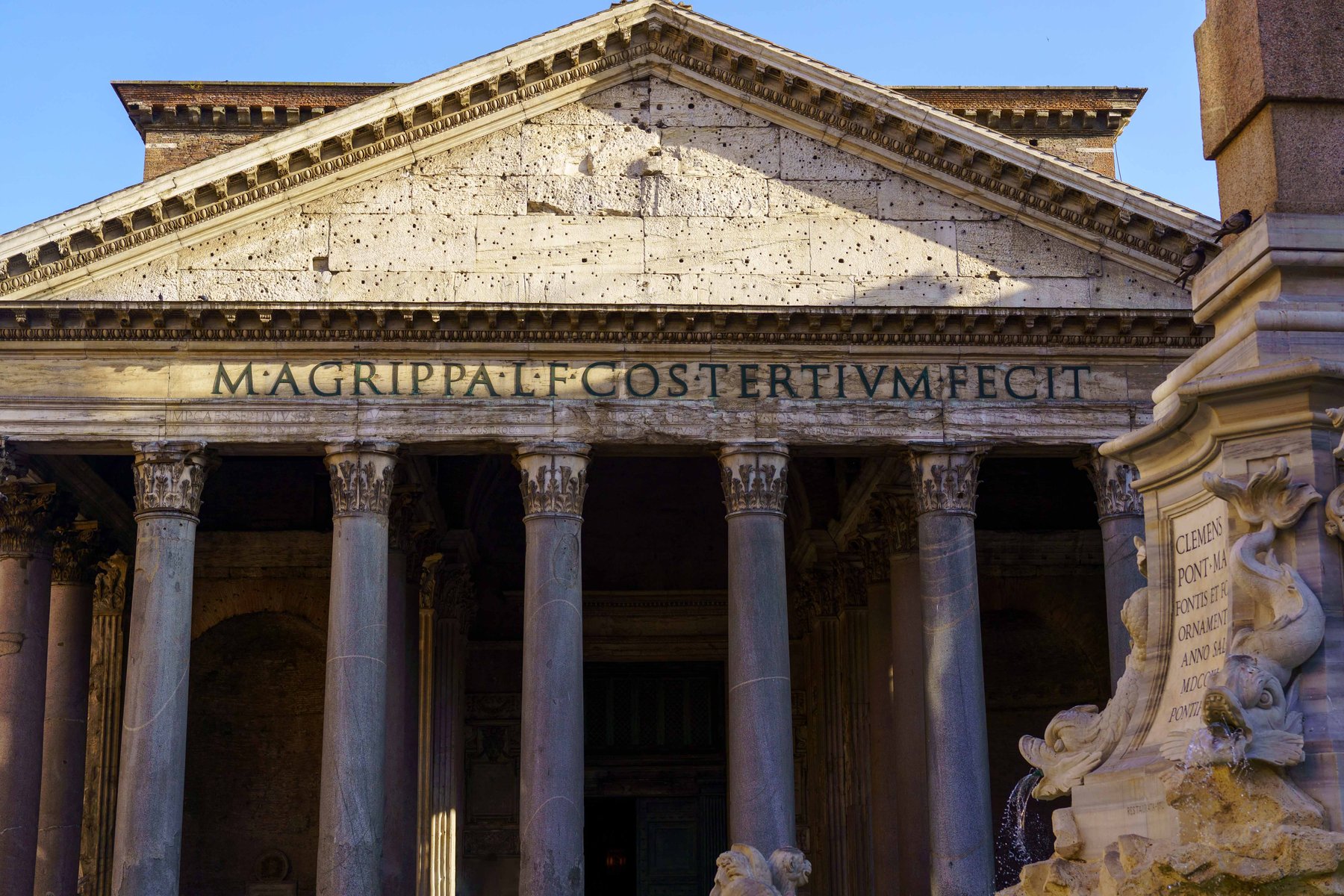 The Pantheon's columned portico in Rome