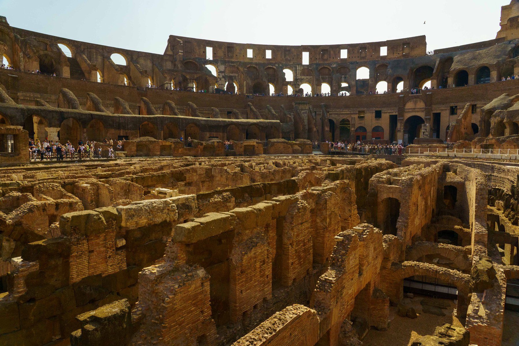 The ruined interior arena floor of the Colosseum