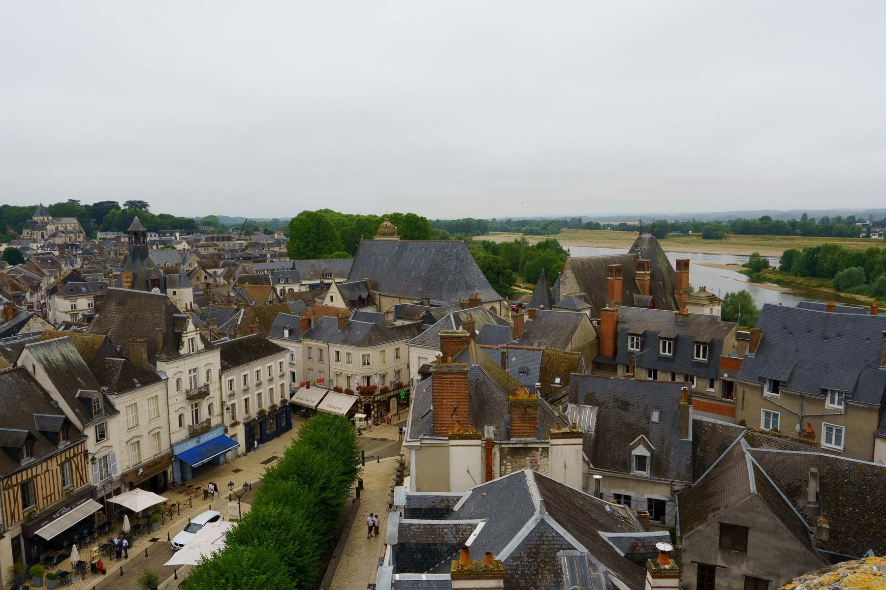 Amboise's rooftops and the Loire, seen from the chateau ramparts