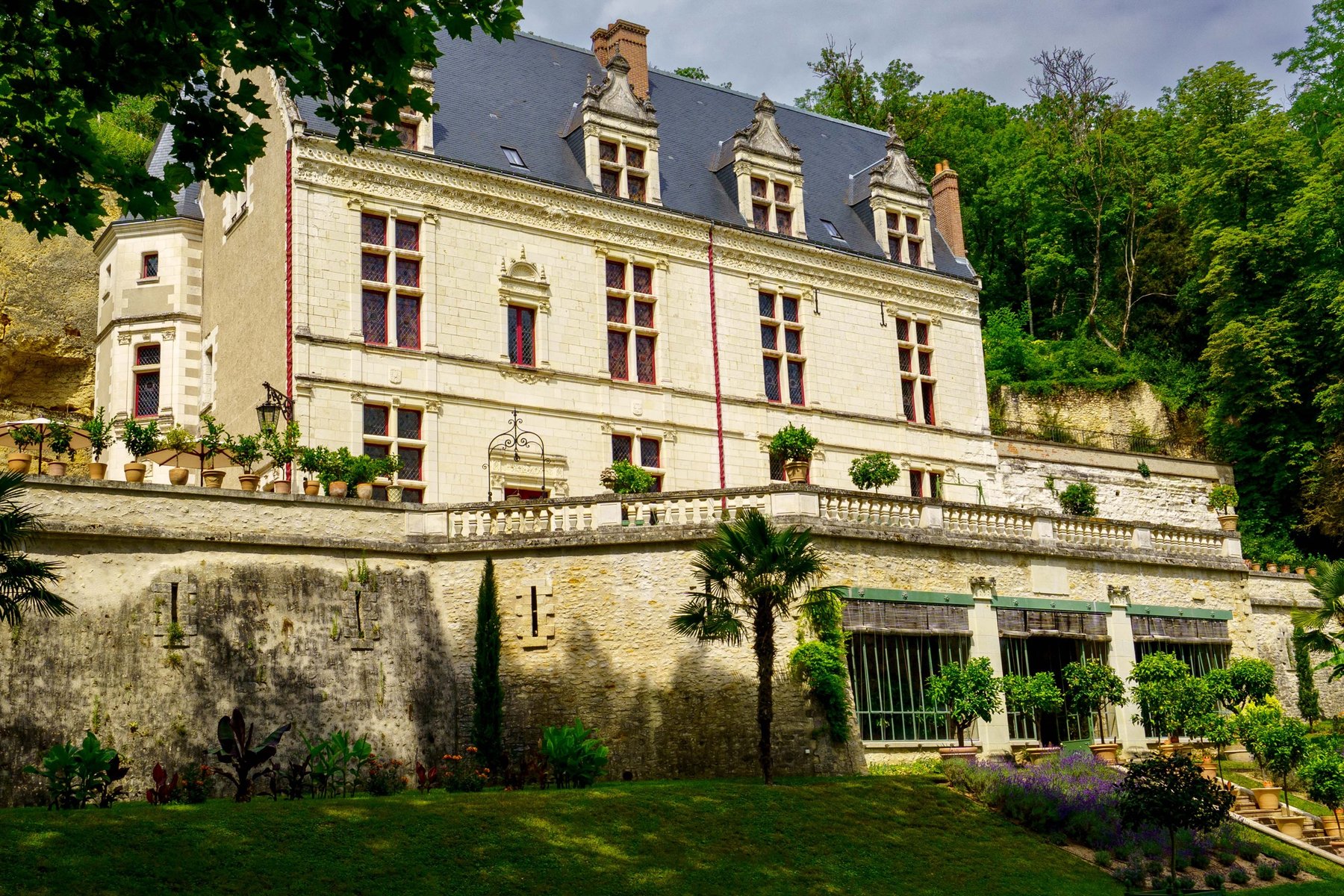 The orangery of Chateau Gaillard, carved into the tuffeau hillside near Amboise