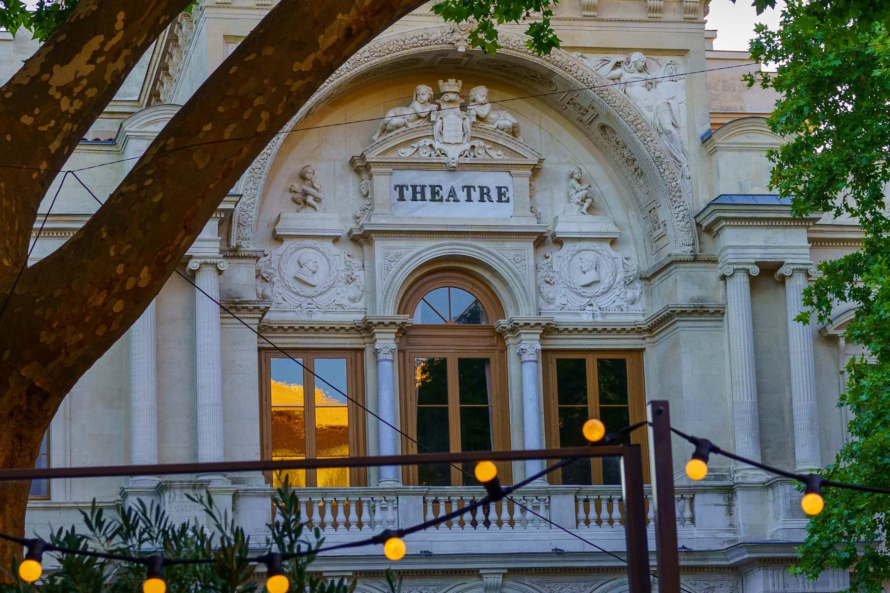 The ornate facade of the Opera Theatre in Avignon