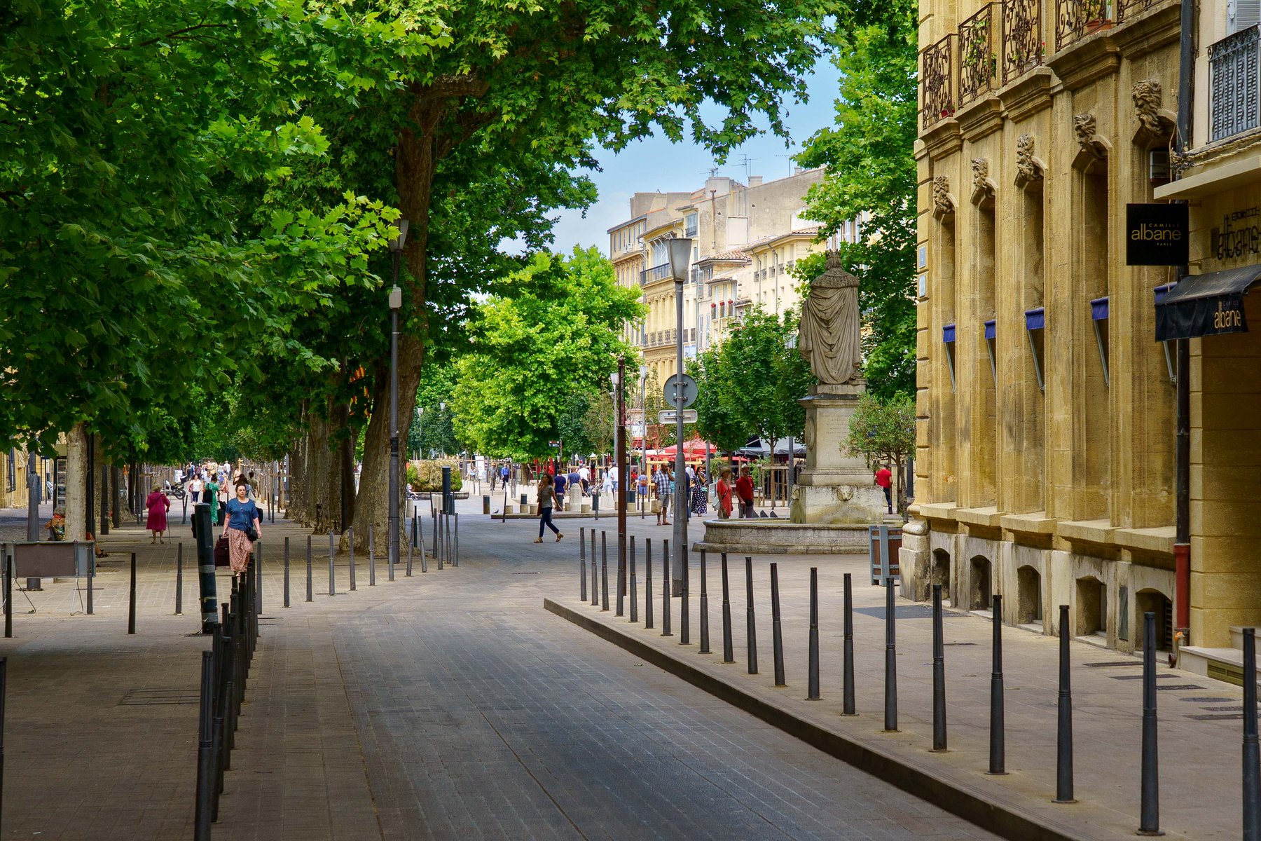 Cours Mirabeau shaded by rows of plane trees in Aix-en-Provence