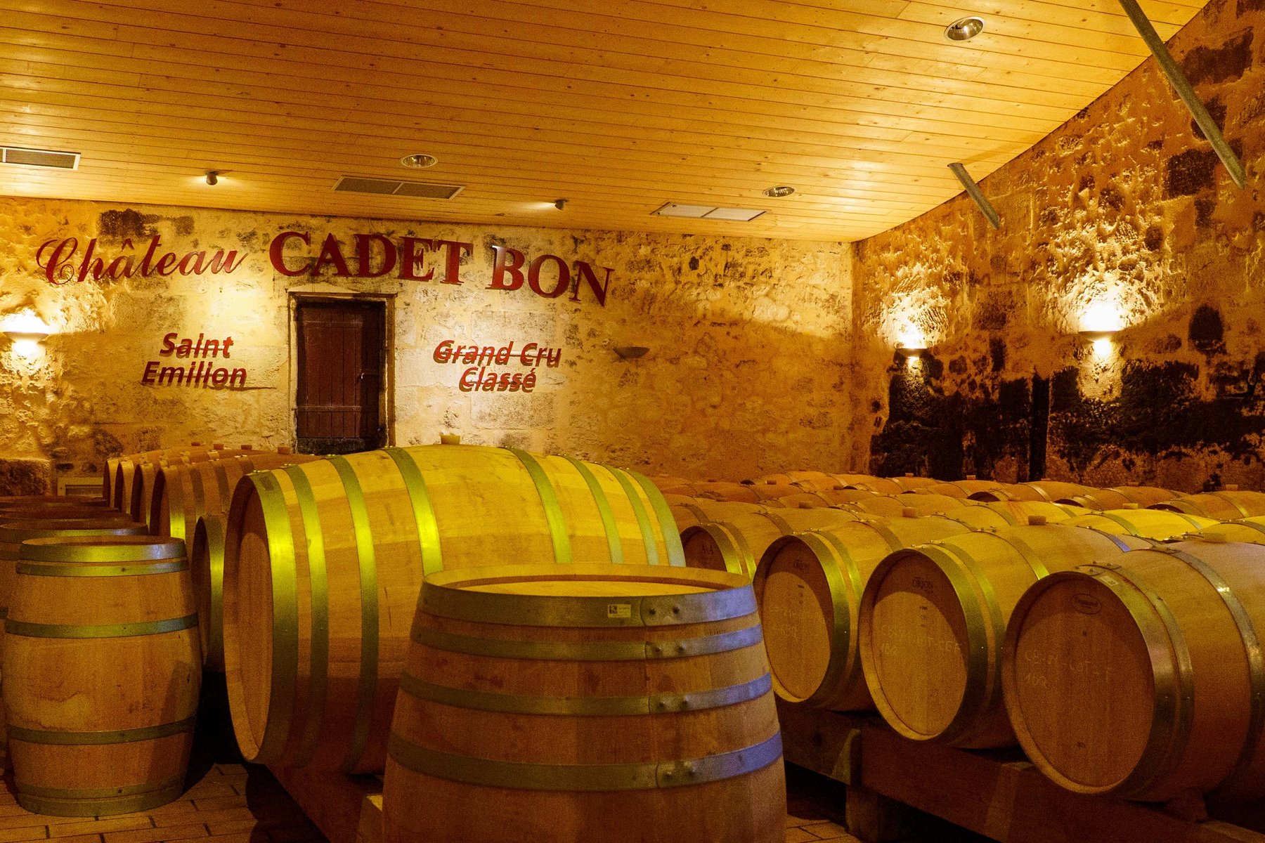 The barrel cellar at Chateau Cadet Bon, a Saint-Emilion Grand Cru Classe