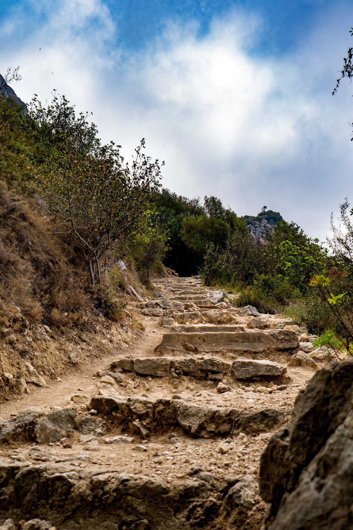 The Nietzsche Trail's stone steps climbing up to Eze village in France