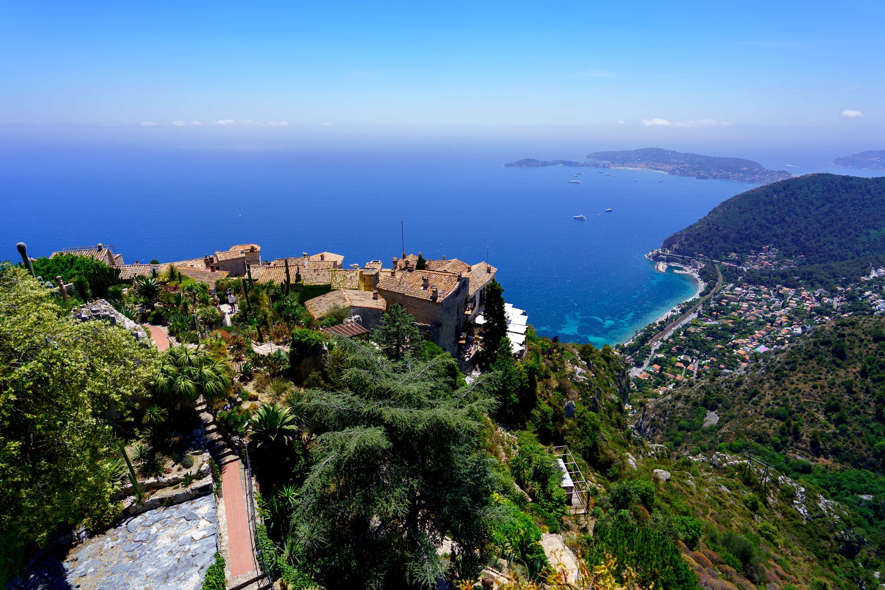 Eze's rooftops and the coastline seen from above