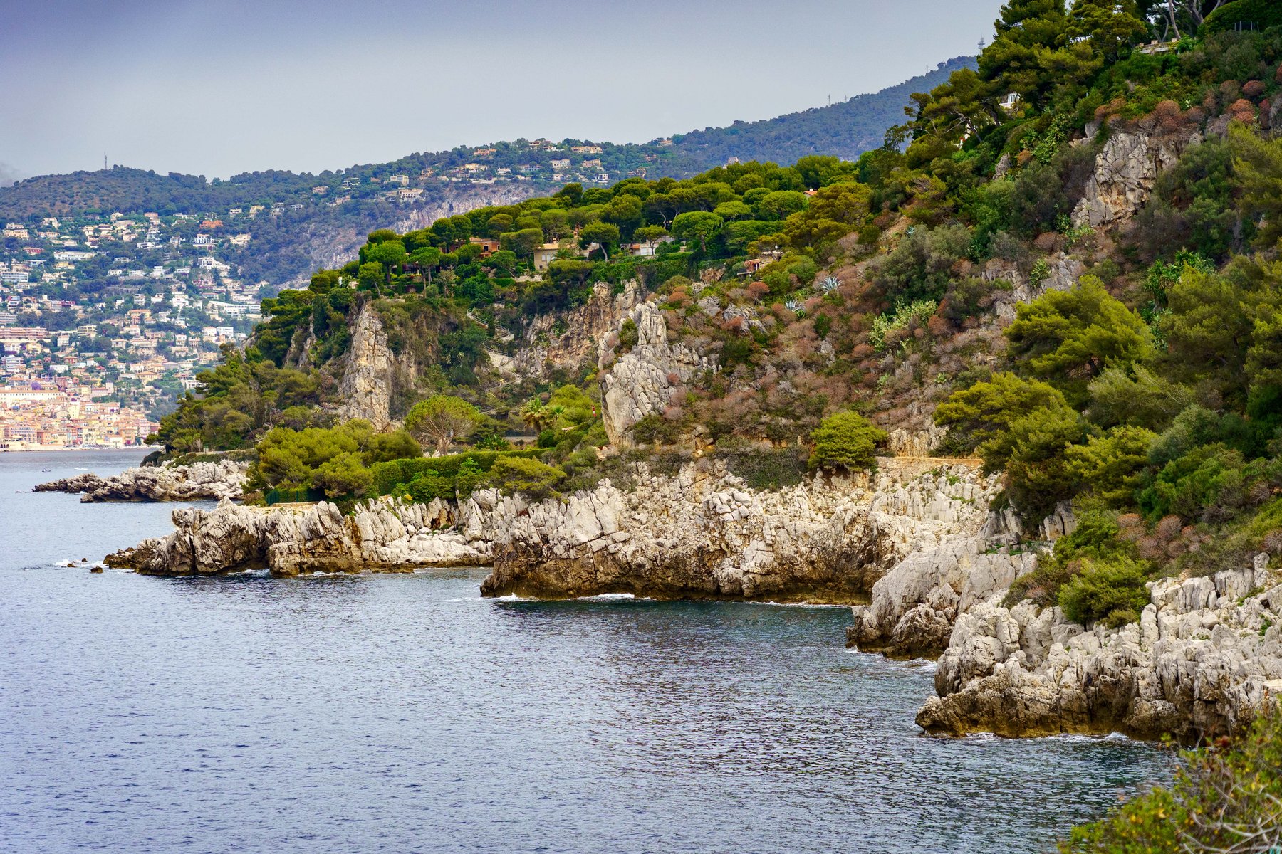 The rocky coastline near Cap Ferrat, France