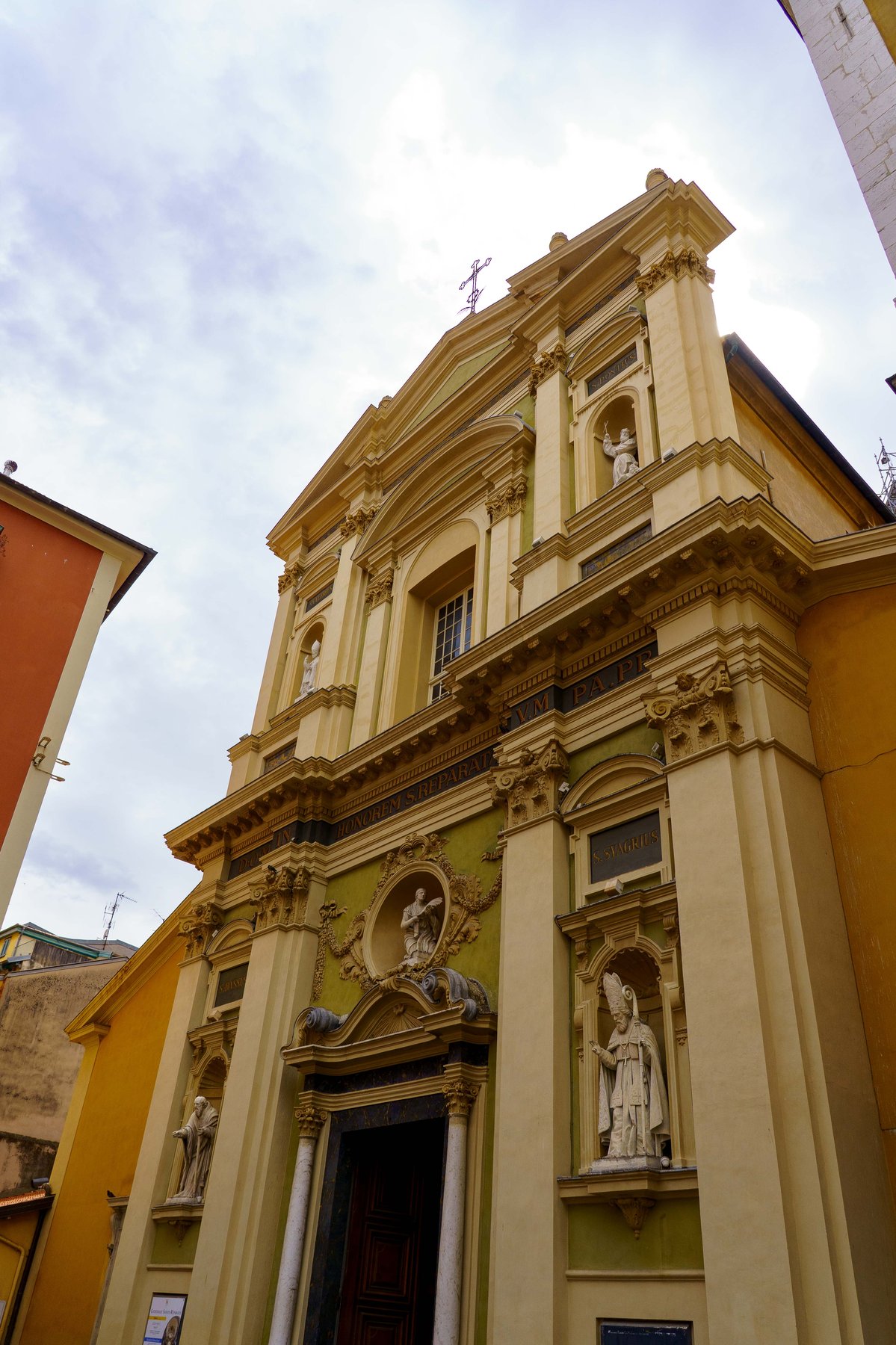 The Baroque facade of the Eglise Saint-Michel in Villefranche-sur-Mer