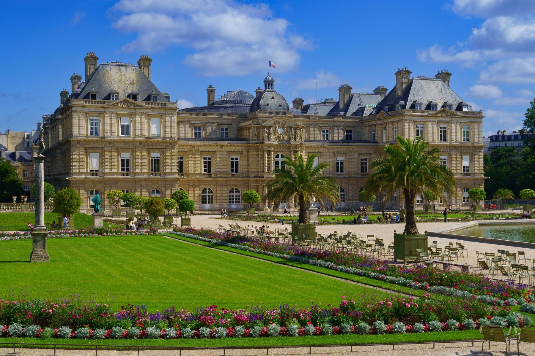 The Palais du Luxembourg and its gardens in Paris, France