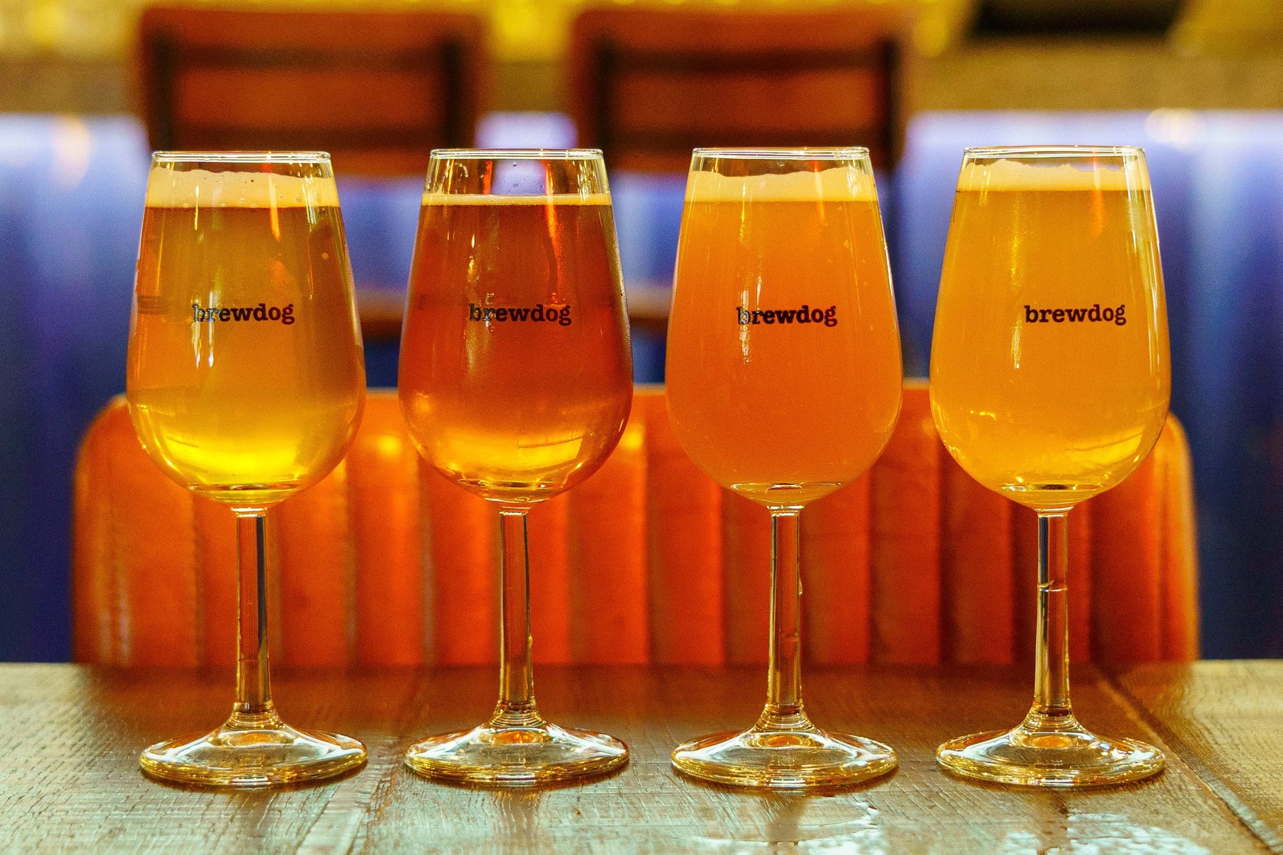 A flight of beers at BrewDog in Paris, France