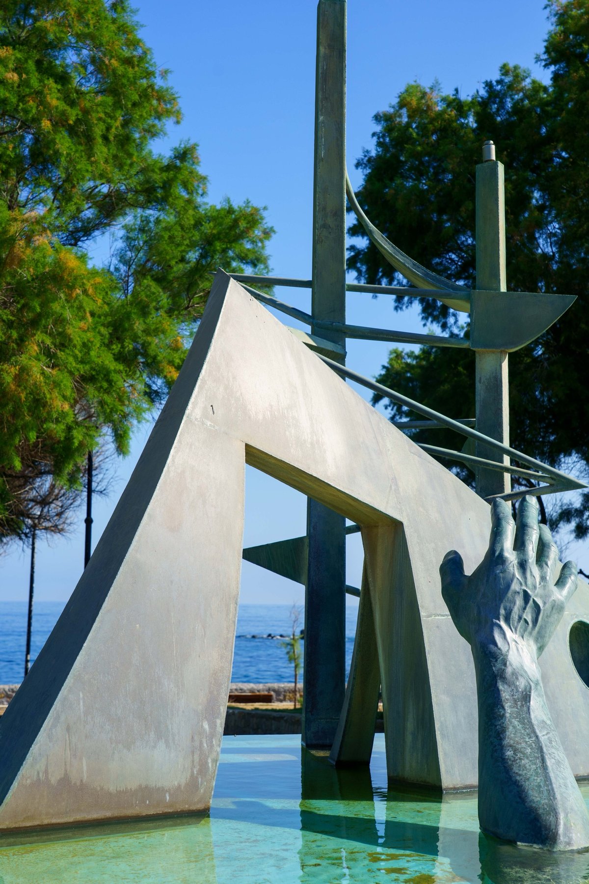 The Monument of the Hand at Talos Square in Chania, a memorial sculpture