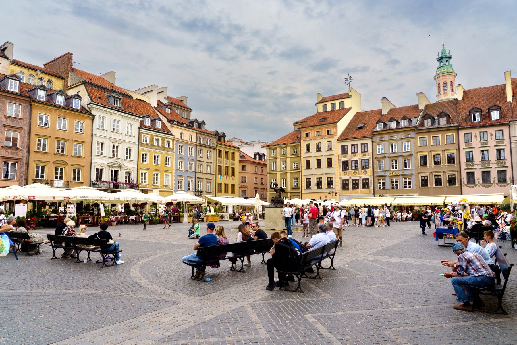 The colorful facades of Warsaw's Old Town Market Square