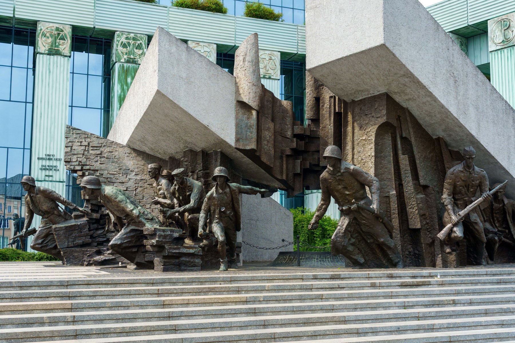 The Warsaw Uprising Monument, with soldiers emerging from rubble