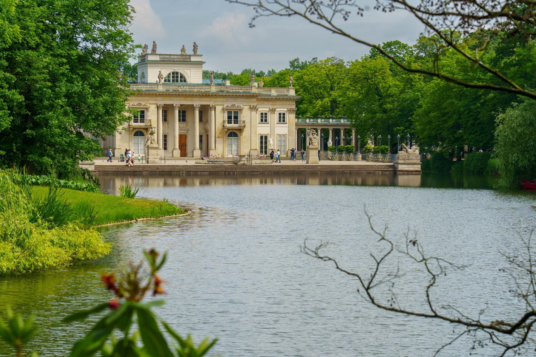 The Palace on the Isle reflected in the lake at Lazienki Park, Warsaw
