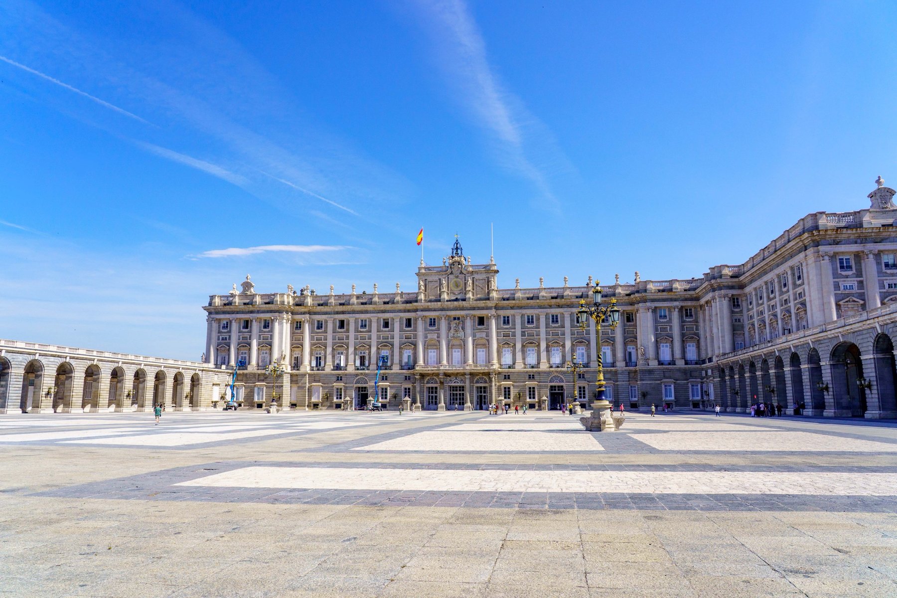 The Royal Palace of Madrid seen across its courtyard