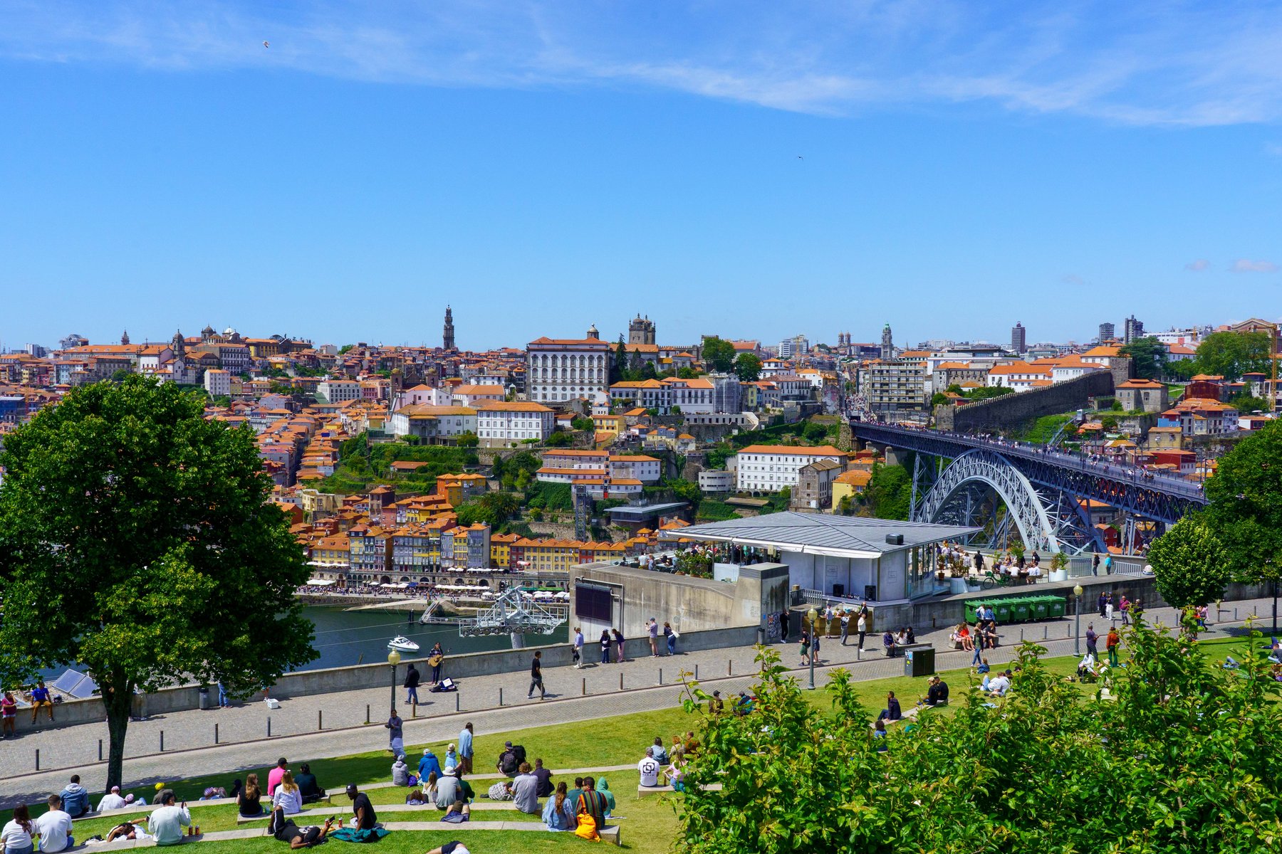 A view over Porto and the Dom Luís I Bridge from Jardim do Morro
