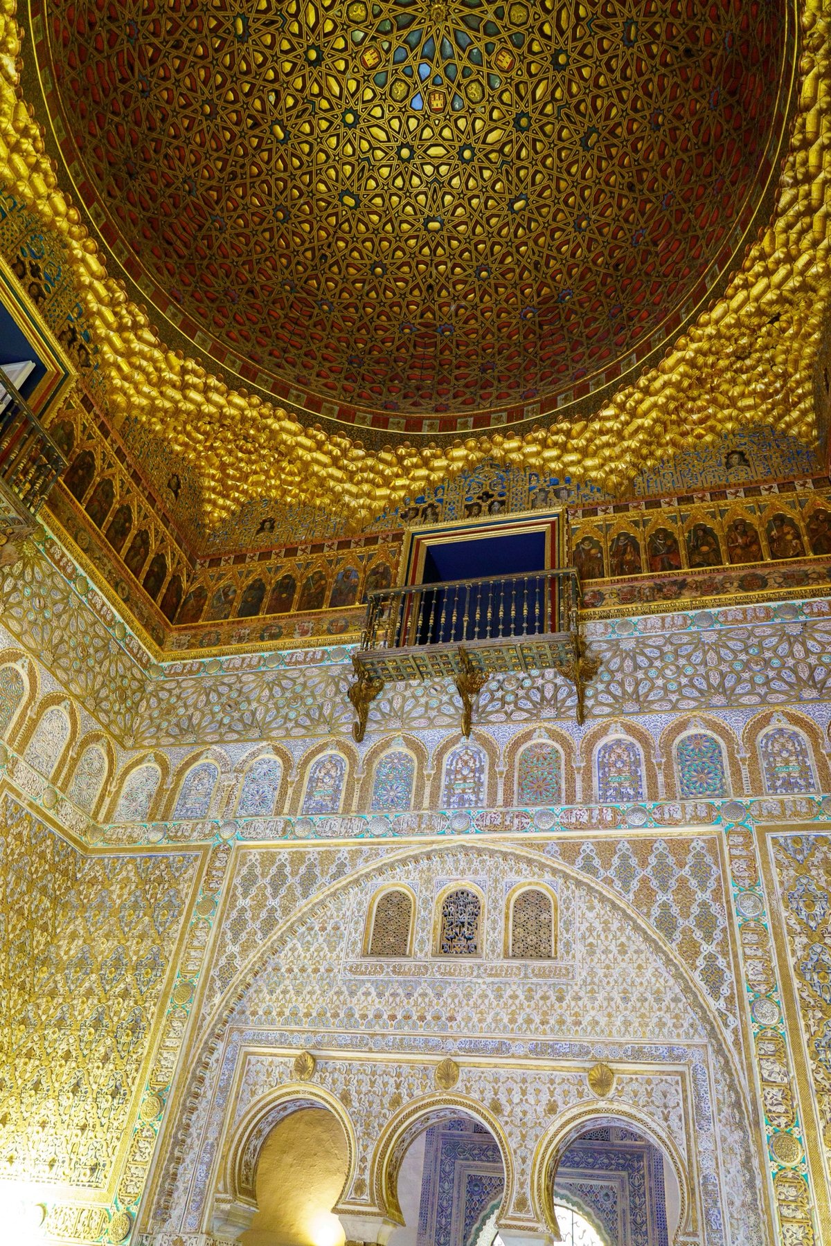 The gilded wooden dome of the Salón de Embajadores at the Real Alcázar