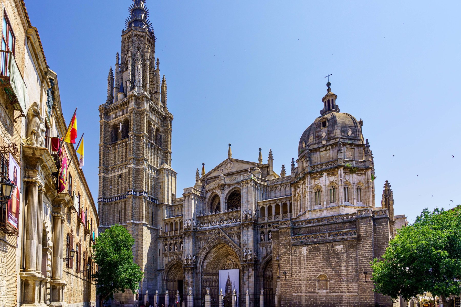 The Gothic tower and dome of the Cathedral of Toledo